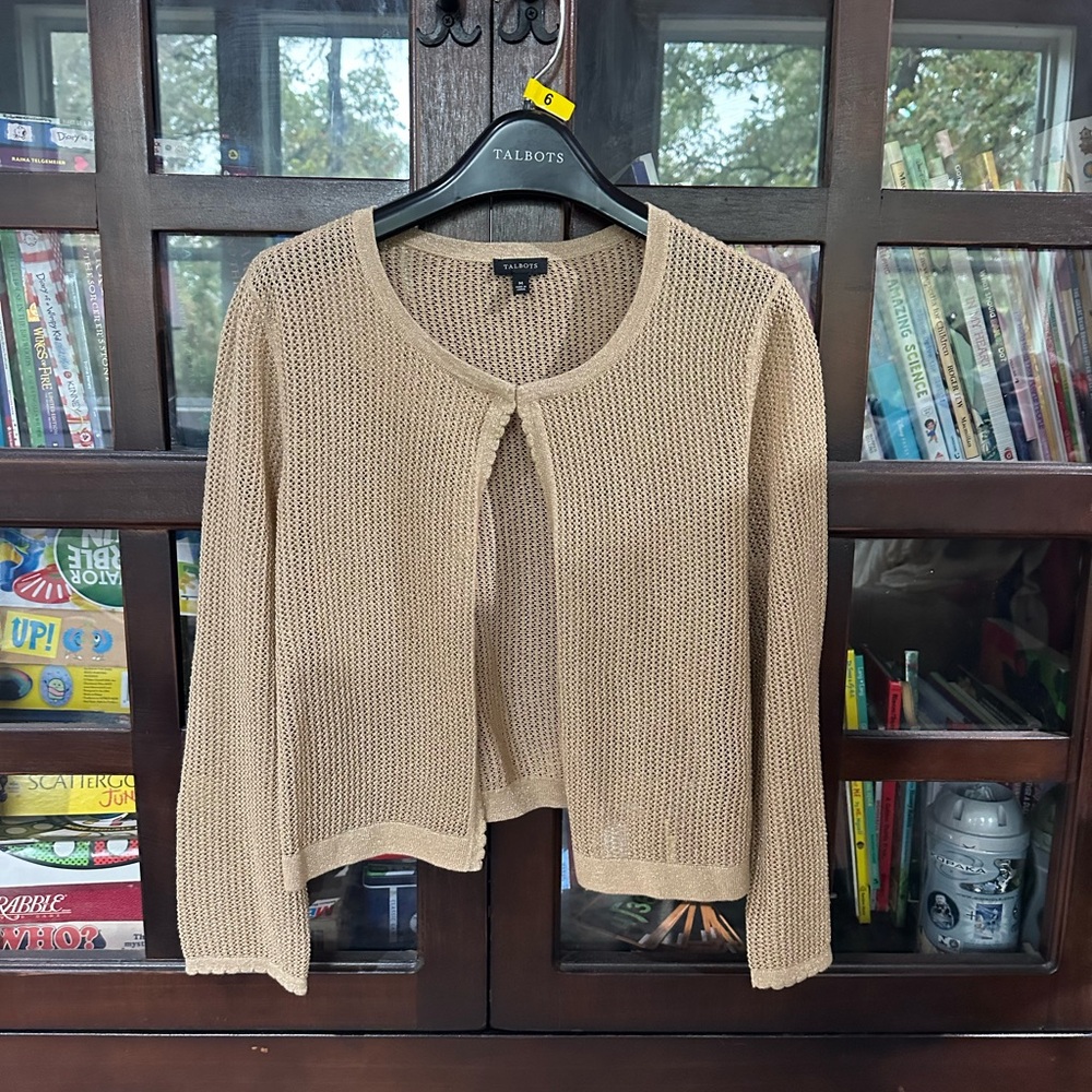 Talbots Women's Sparkly Gold Cardigan Sweater